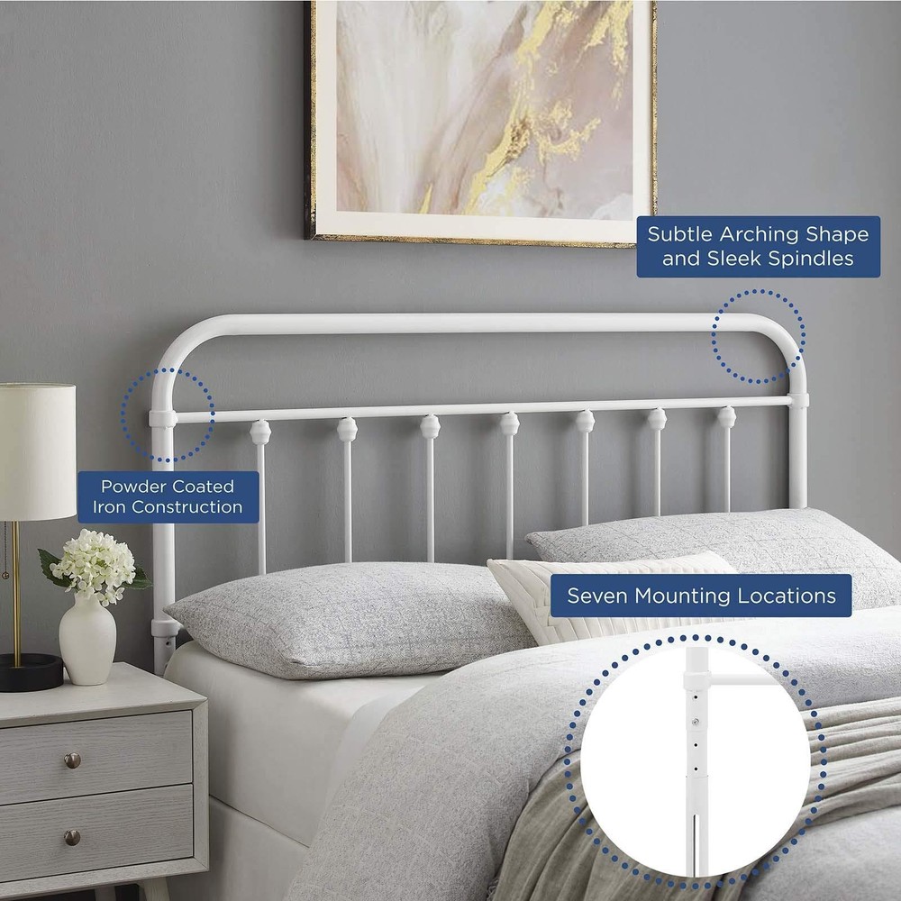 Modway MOD-6153-WHI Sage Full Metal Headboard, White