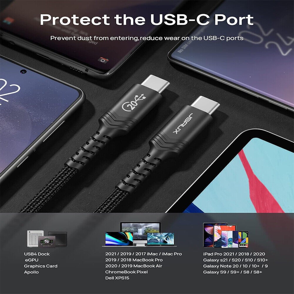 USB3.2 Gen2 USB C 20Gbps Cable Type C 5K 100W Fast Charging For Galaxy iPhone15