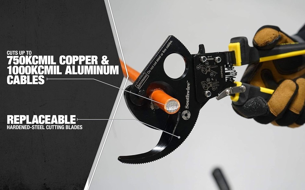 Cable Cutter Tool Ratcheting Action for Smooth, Controlled Cuts 750 MCM Capacity
