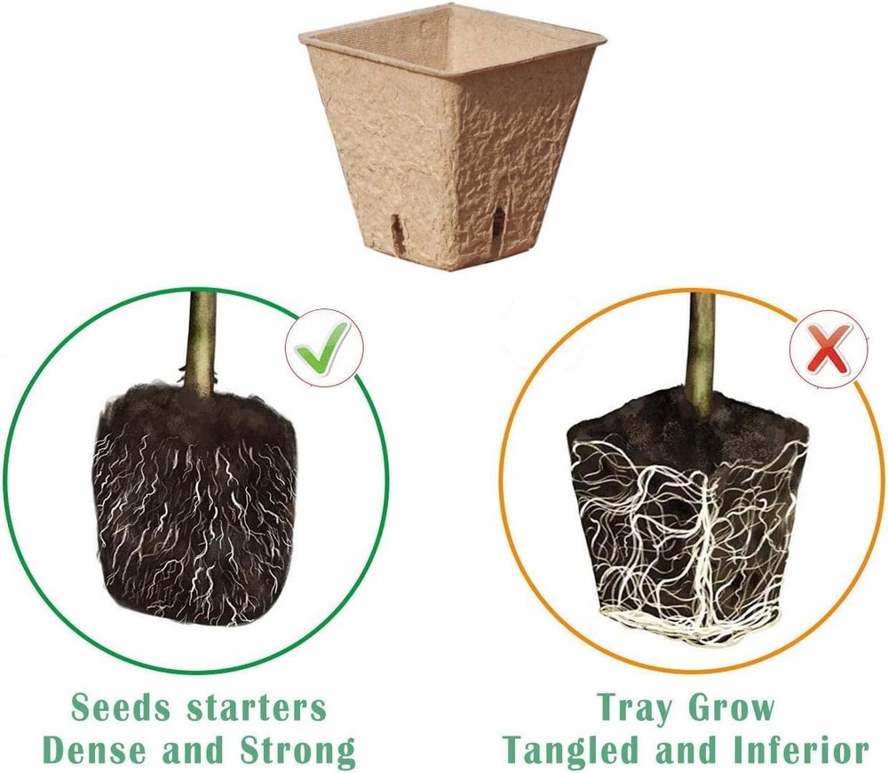 Seed Starter Kit with 100 Peat Pots for Seedlings Seed Starter Tray, 5 Plastic G