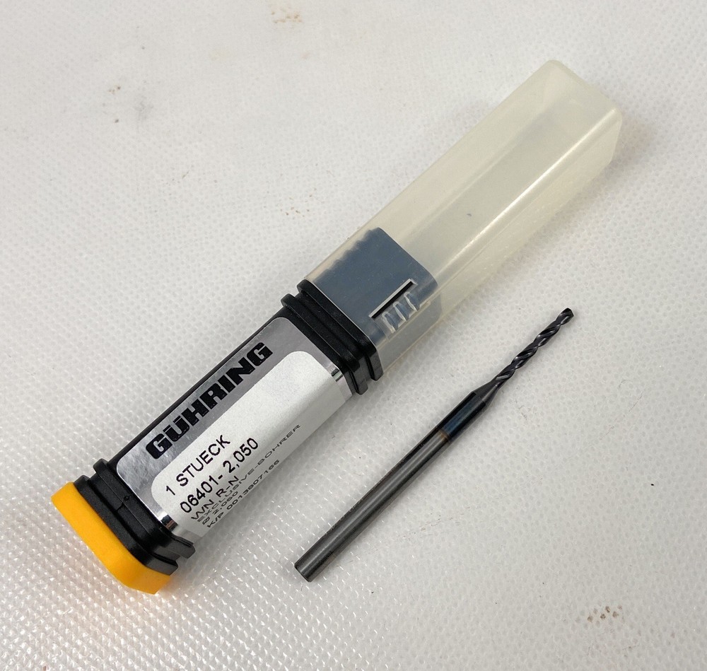 ☀️Guhring 6401 7xD, 2.05mm (.0807 in) Precision Solid Carbide Micro Drill Bit