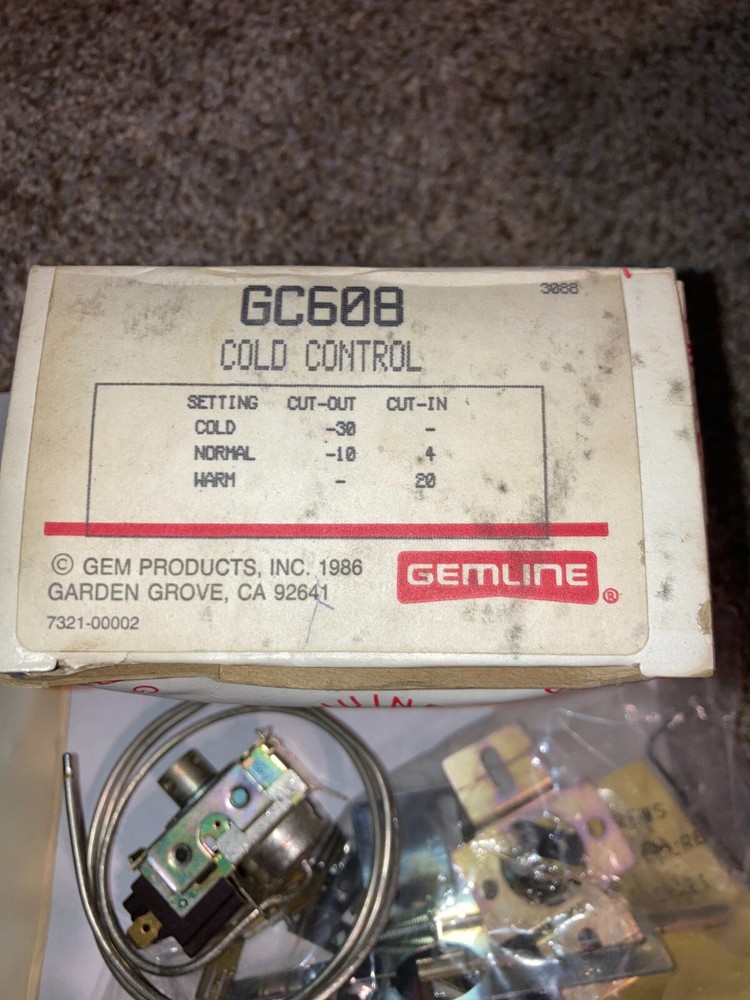 NEW GEMLINE GC608 COLD CONTROL SWITCH 31" CAPILLARY, NOS