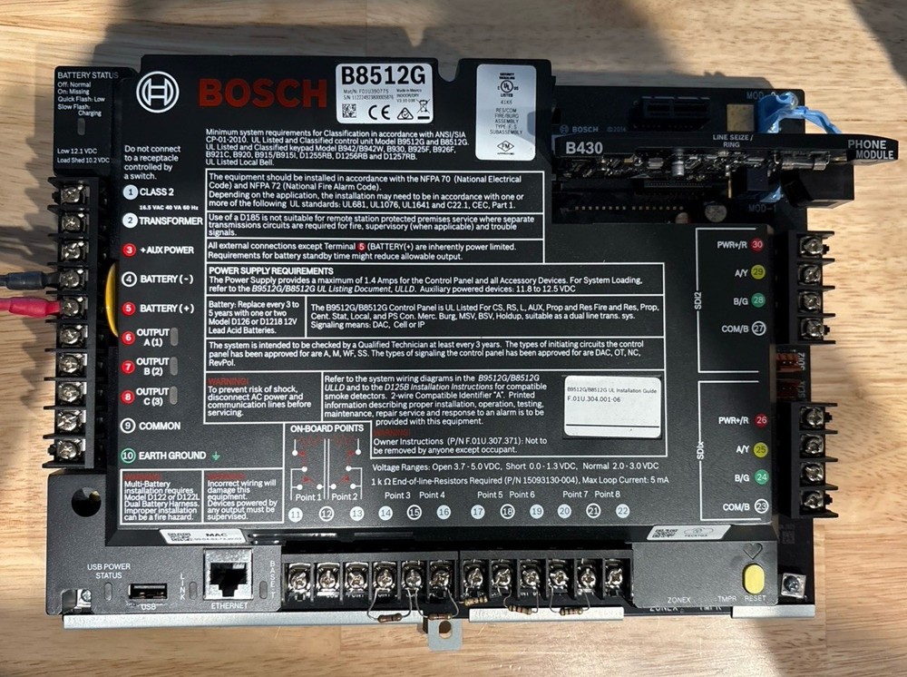 Bosch B8512G Security System Control Panel With A B430 Phone Module