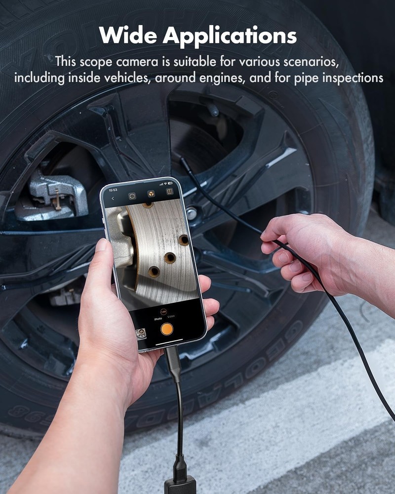 USB Endoscope Camera with 8 Adjustable LED Lights Fit for iPhone and Android