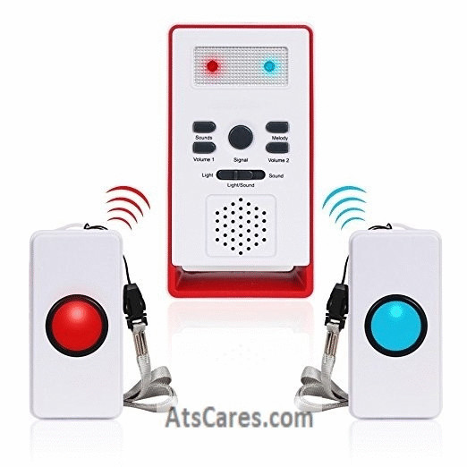 2 Button Elderly Caregiver Panic Putton - Alert System 600' Range - Waterproof