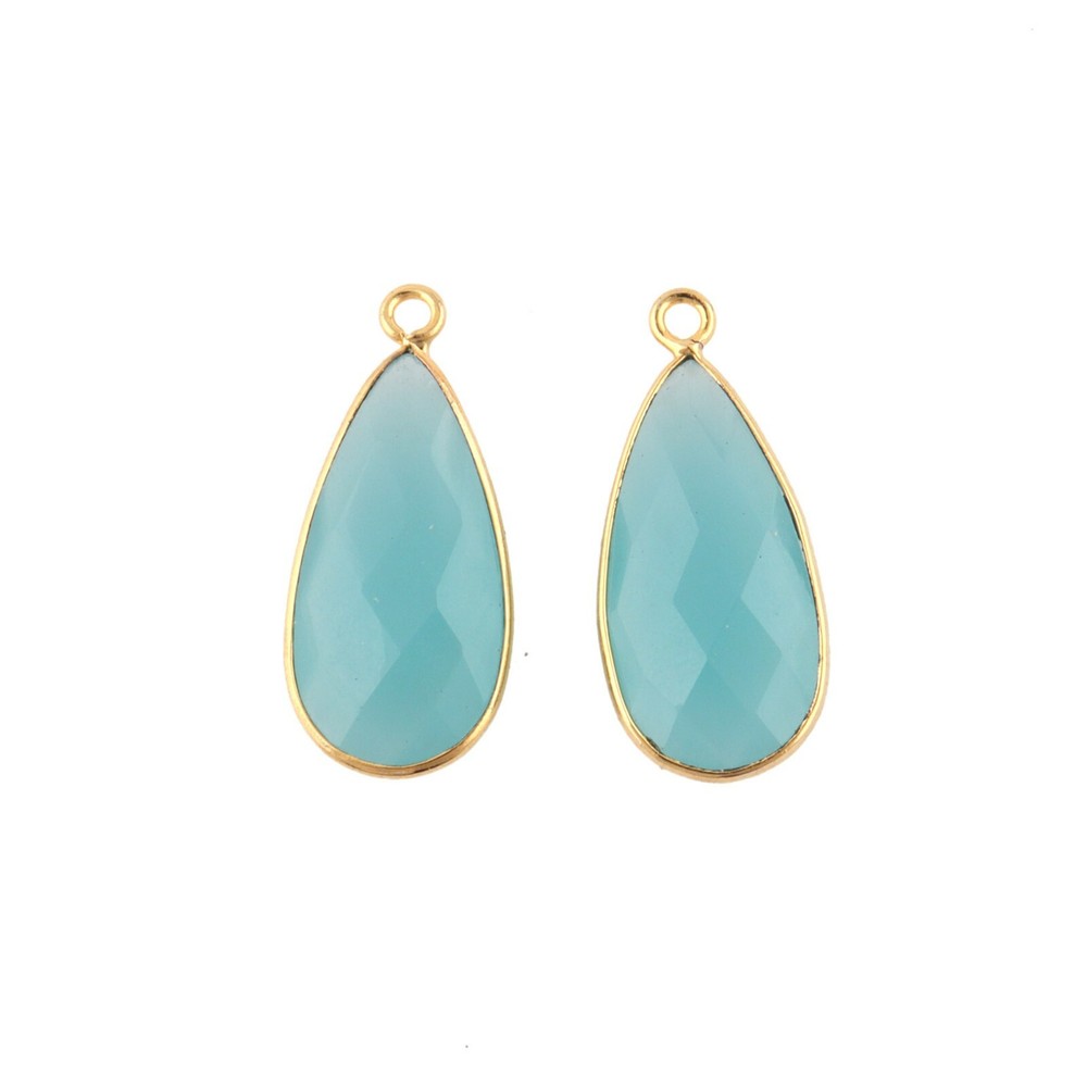 Superior Quality Aqua Chalcedony Silver Plated DIY Earring Handmade Connectors