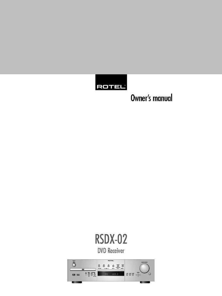 Rotel RSDX-02 DVD Receiver Owners Manual