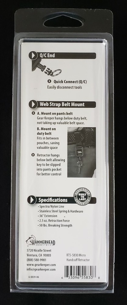 Gear Keeper Micro Handcuff Key Retractor