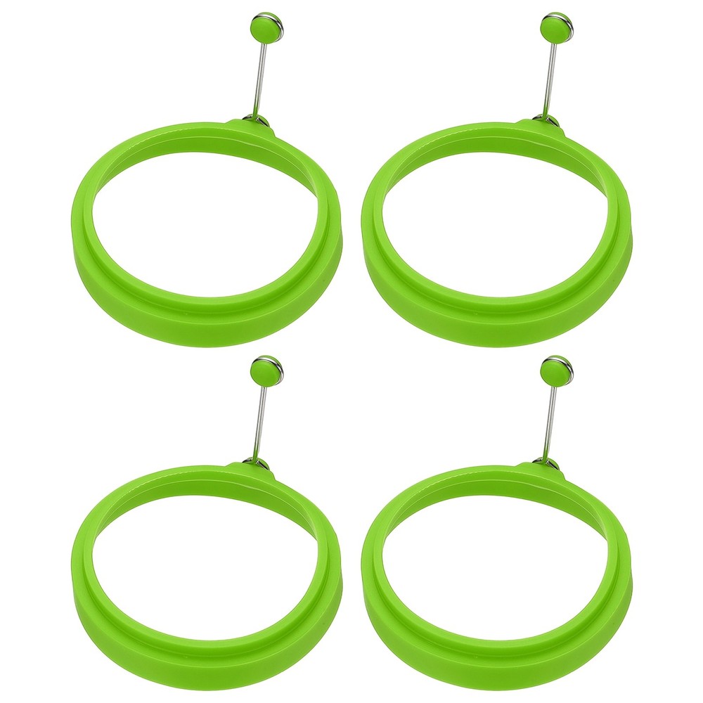 4 Pcs Round Egg Rings, Silicone Egg Pancake Rings Set, Green