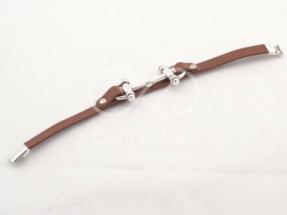 snaffle bit leather bracelet