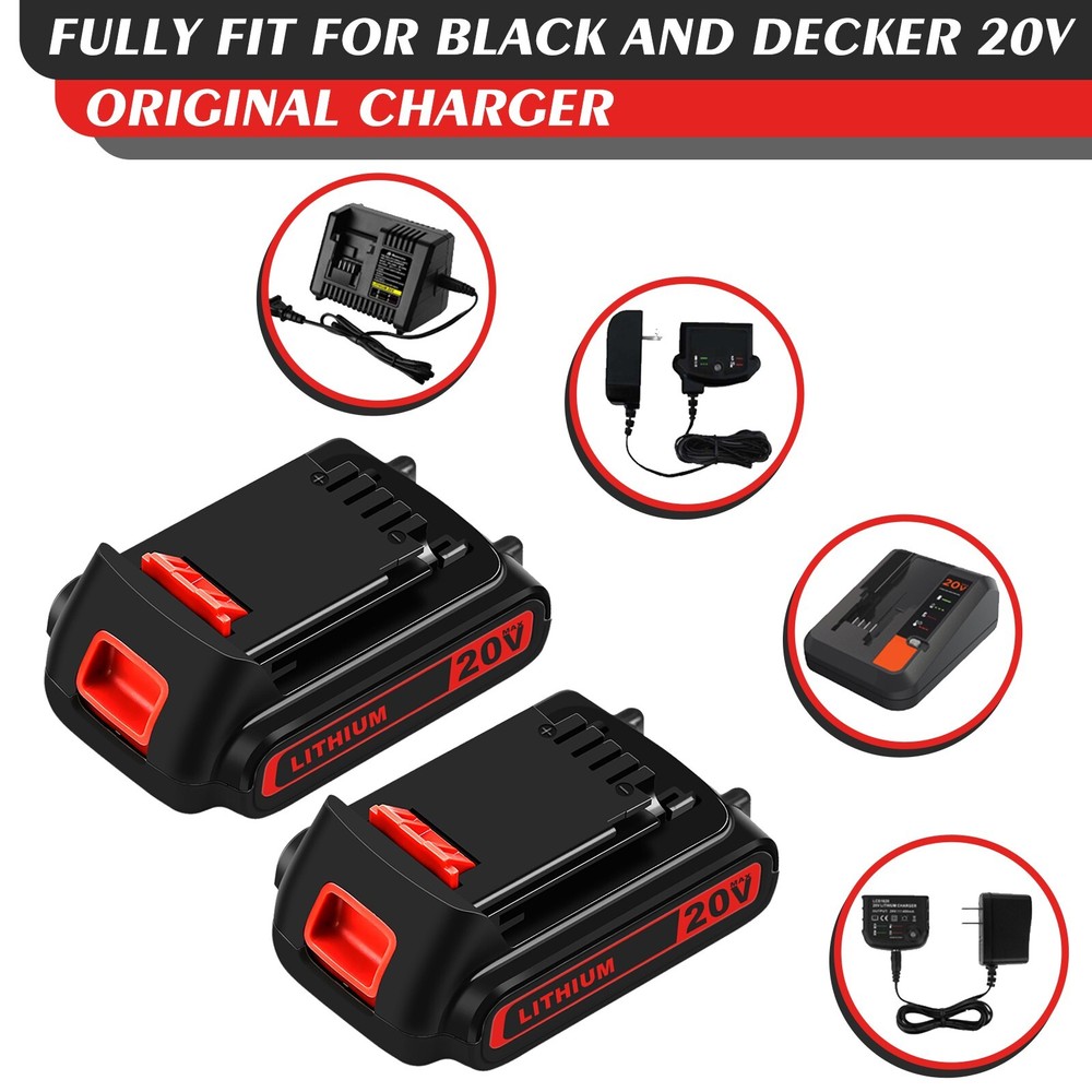 2PACK For BLACK DECKER 20V MAX* 2.0 Ah Lithium Battery Pack - LBXR2020-OPE