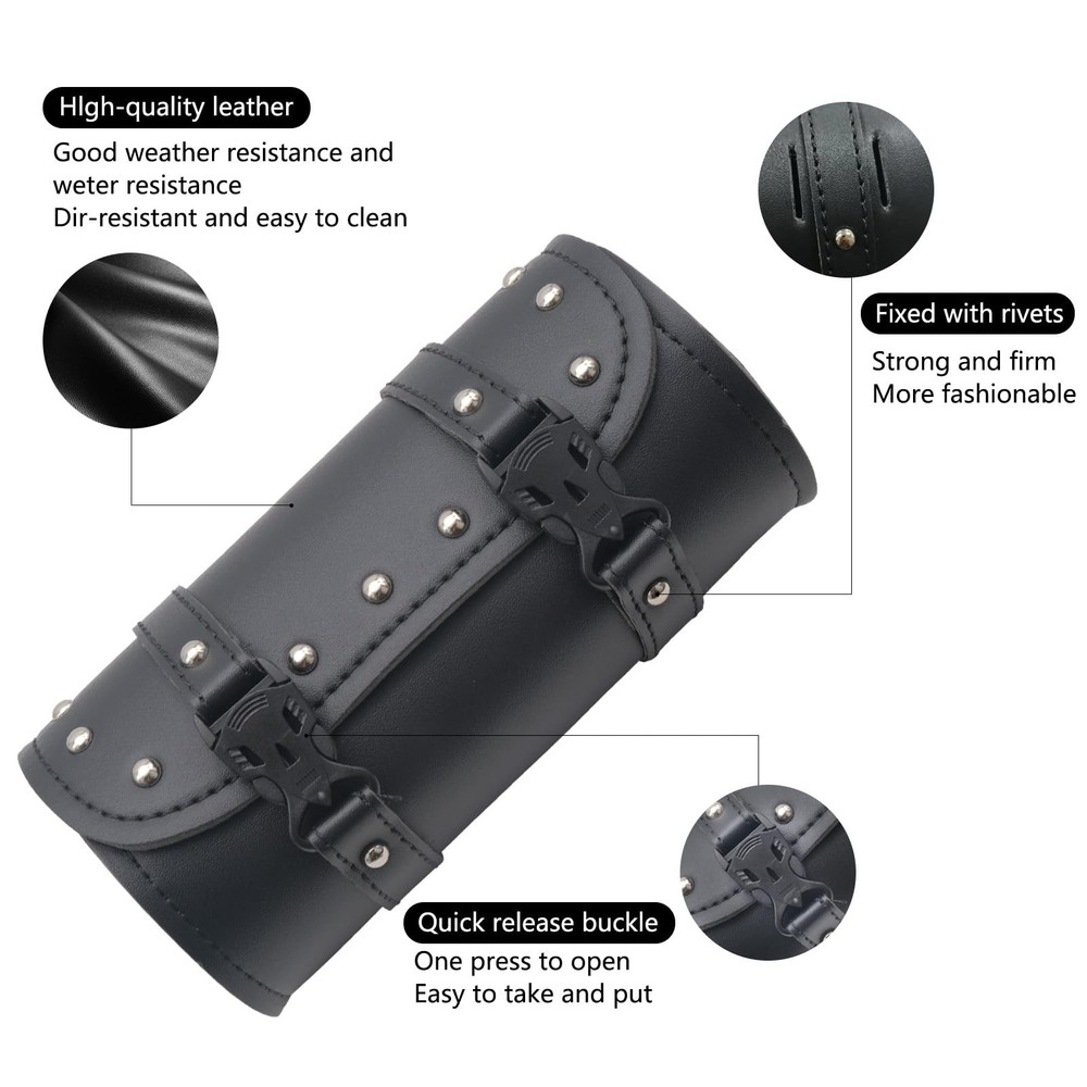 Universal Motorcycle Saddle Bag, Tool Bag Leather Waterproof Storage U...