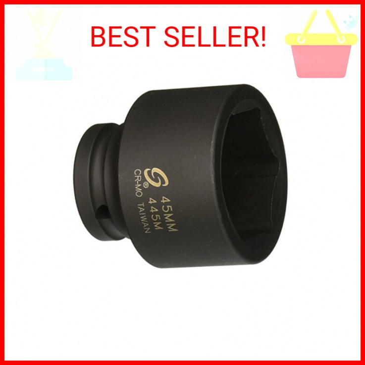 SUNEX TOOLS 445M 3/4" Drive Standard 6 Point Metric Impact Socket 45mm
