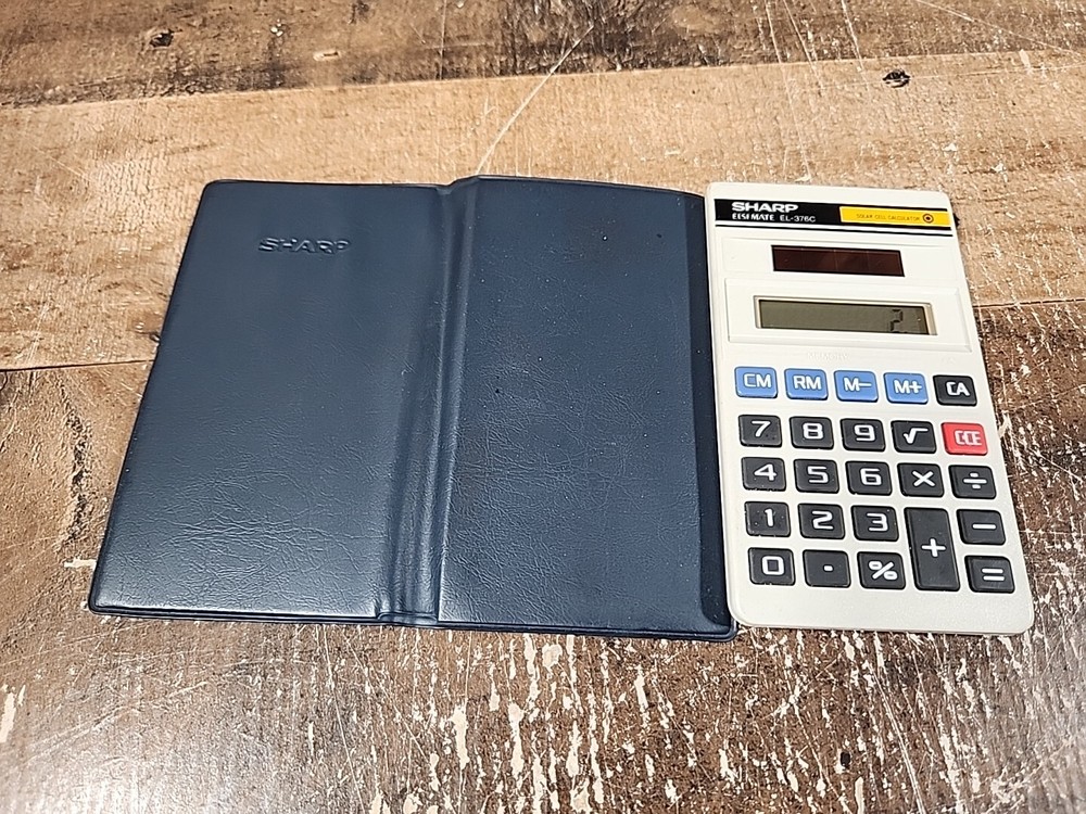 Vintage Sharp Elsi Mate EL-376C Solar Cell Basic Pocket Calculator - FAST SHIP