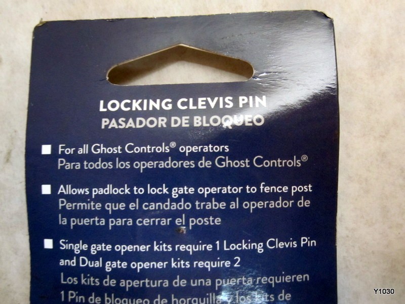 Ghost Controls AXLC Single Automatic Gate Opener Operator Locking Clevis Pin