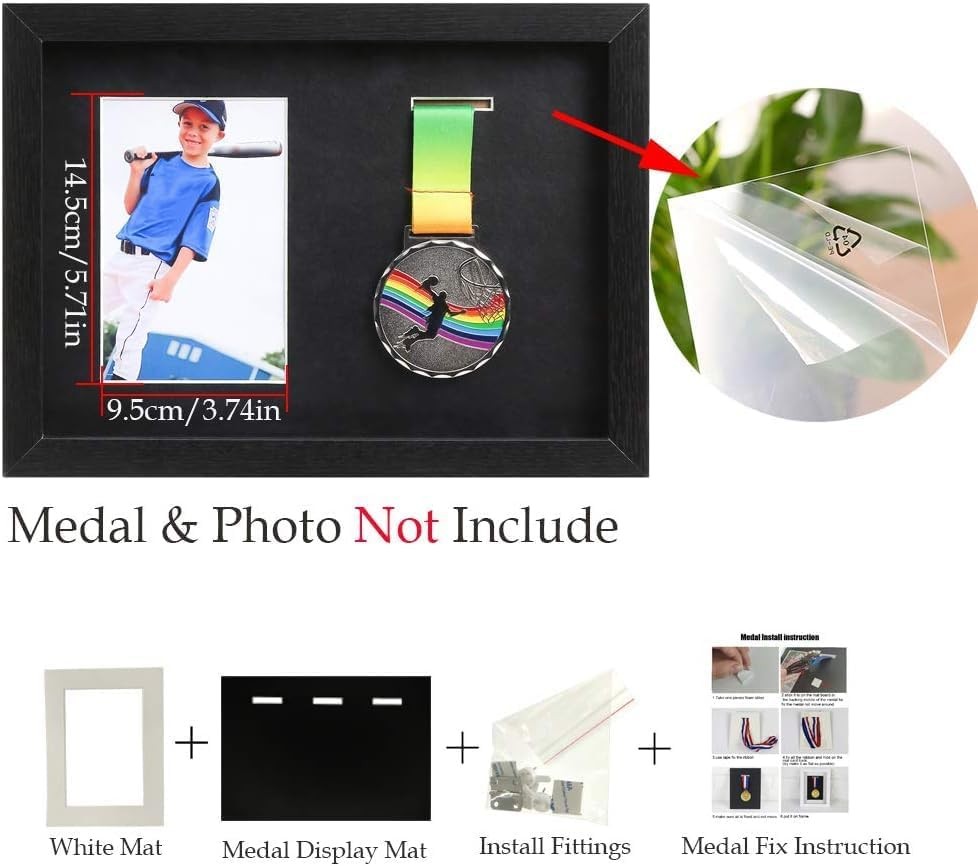Medal Display Shadow Box - 3 Case - A4 Black, Black