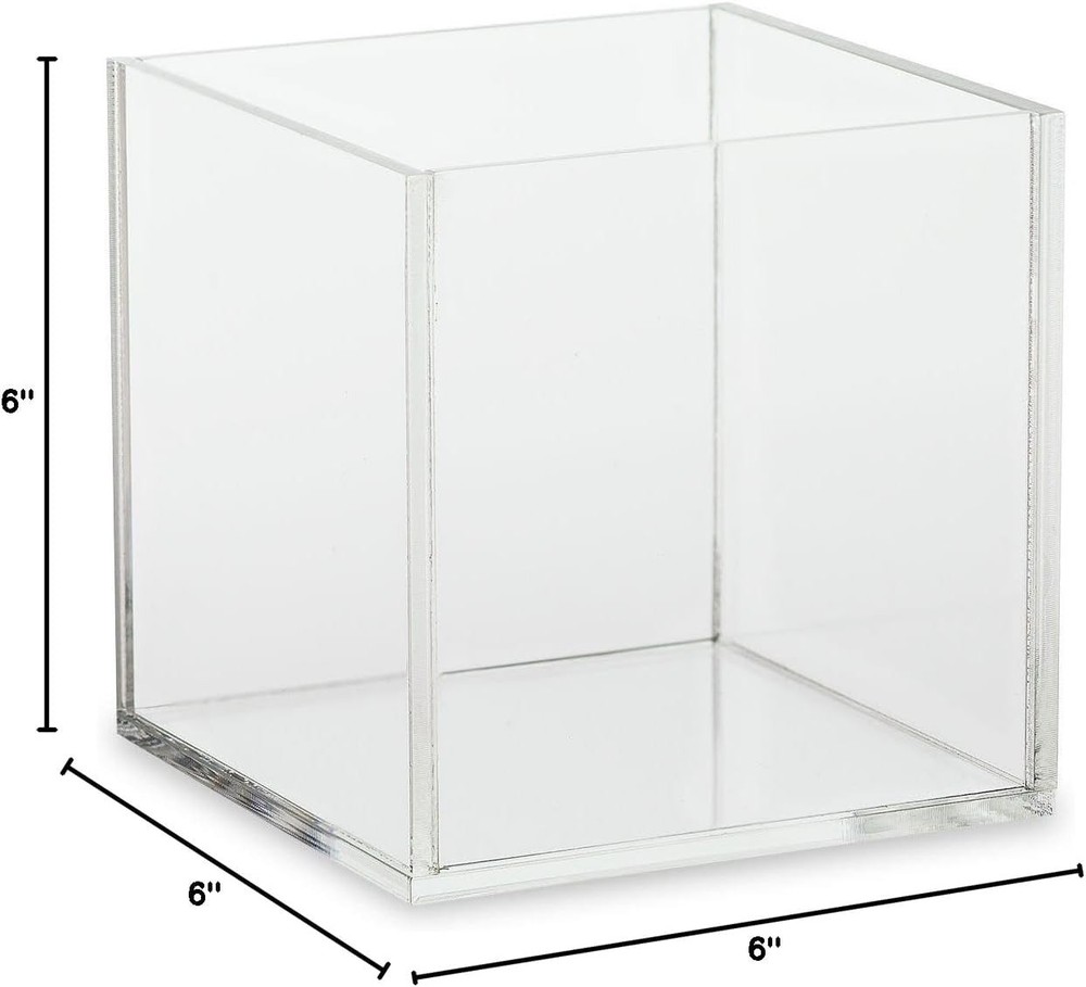 Clear Acrylic Display Case, Available with Additional Base 6 Inch Cube, No Base