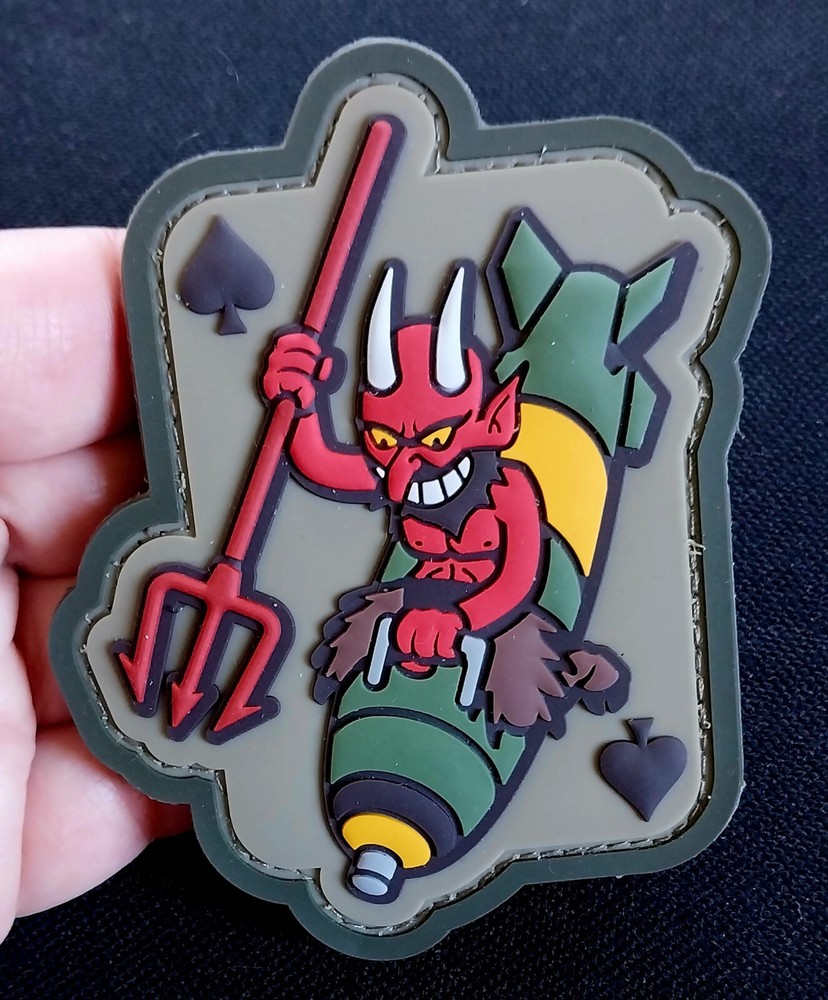 3D PVC Hook Backing Morale Military Patch MULTICAM DEVIL BOMBER