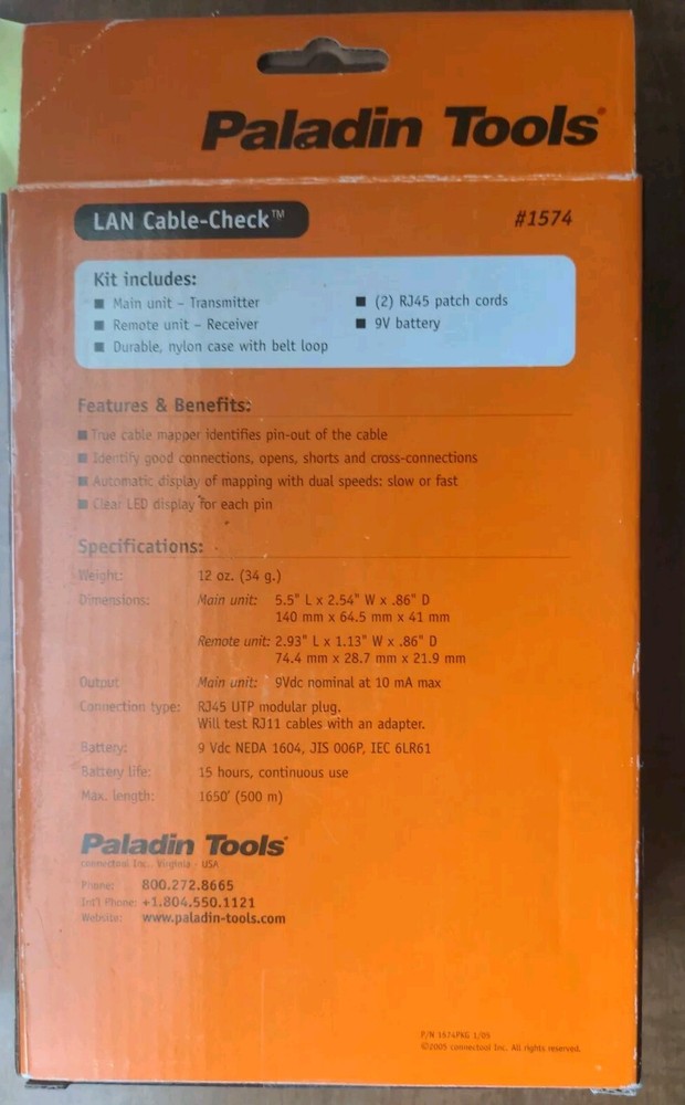 Paladin Tools Data/link ID & Cable Check #1574 - NOS.