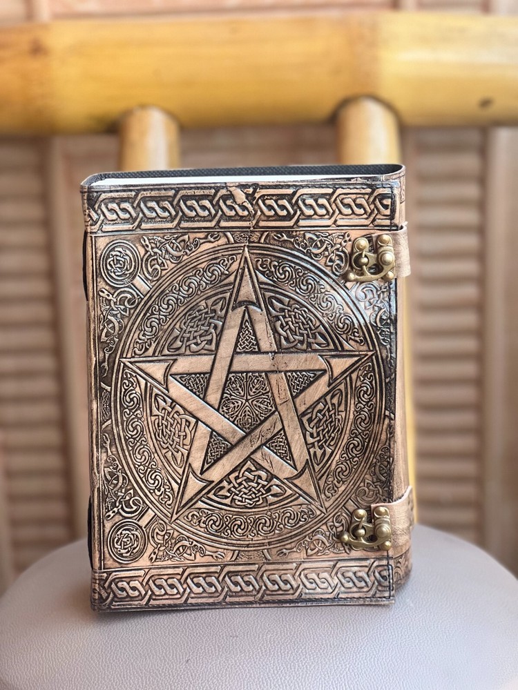 Refined Leather Journal Brown Pentacle Diary, Book 600 Pages Handmade