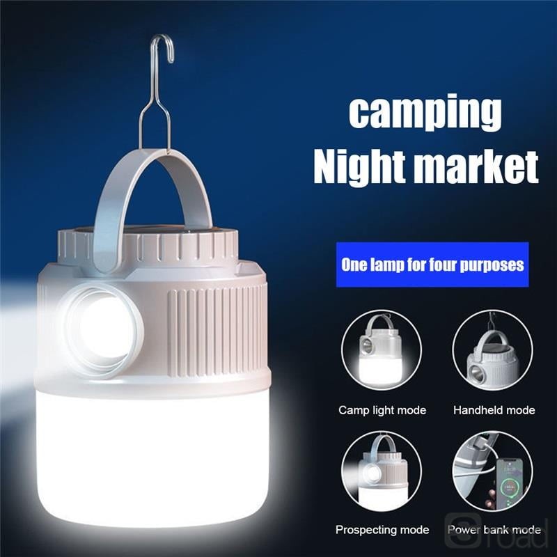 450LM Portable Camping Lantern With Solar And USB Charging, Power Bank Function