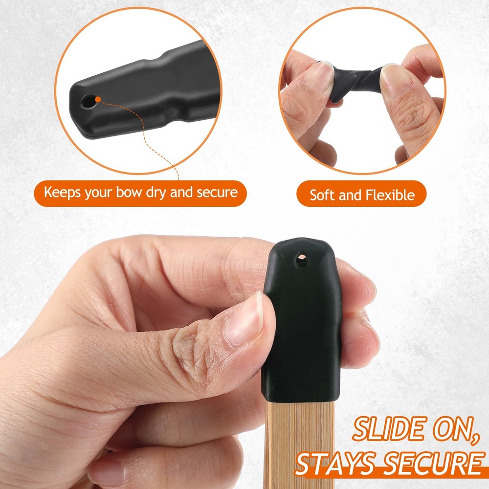 Amyhill 8 Pcs Recurve Bow Tip Protector Longbow Guard Archery black