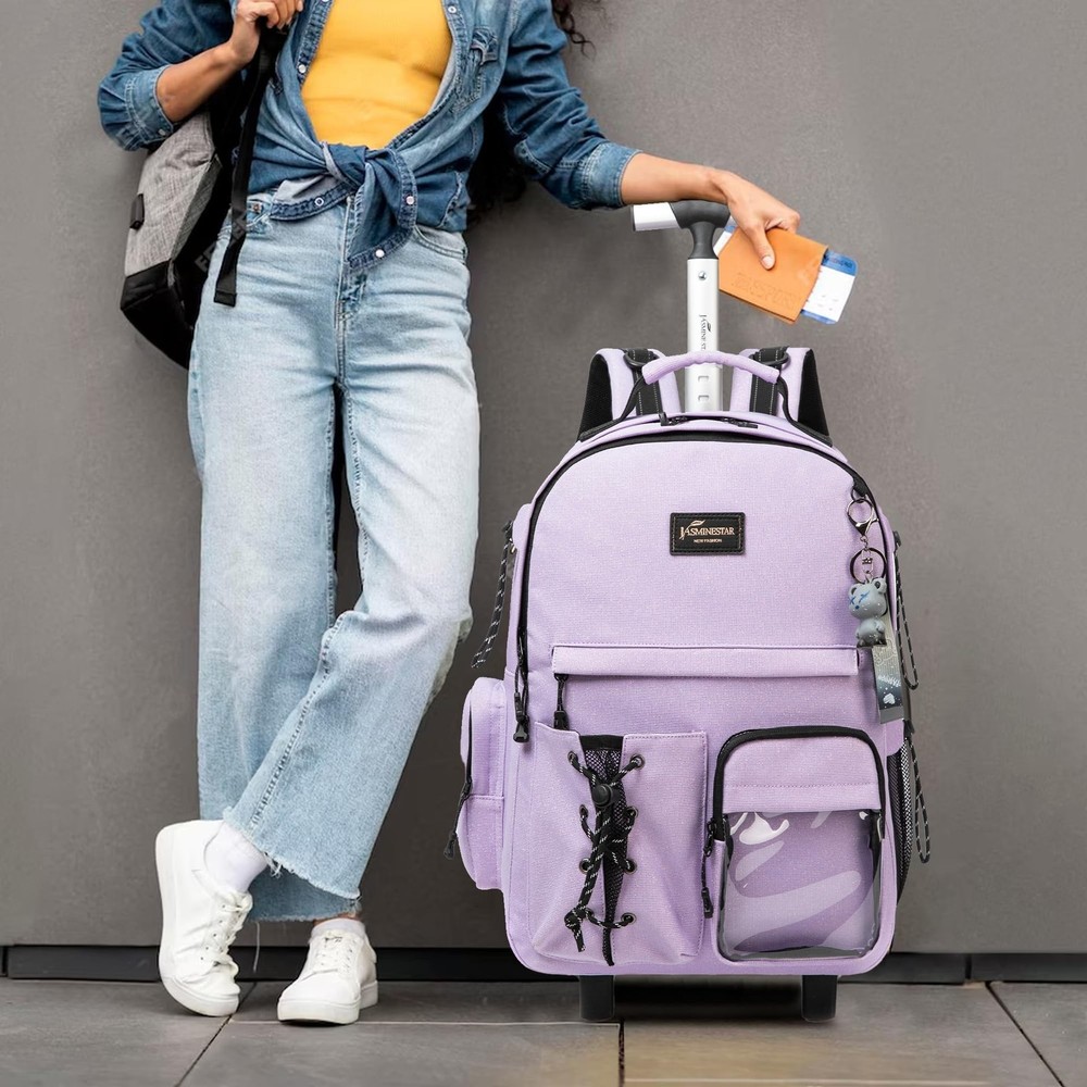Rolling Backpack for School Glitter Backpack with Wheels Backpacks with Lunch...