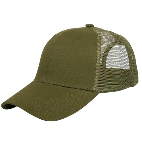 Trucker Hat Baseball Cap Structured Plain Design 6 One Size 1pk Army Green