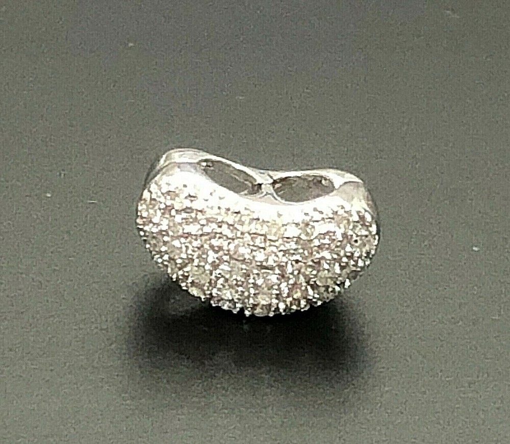 ADORABLE GENUINE DIAMOND BEAN STERLING SILVER OPEN PENDANT