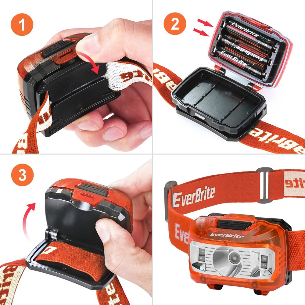 EverBrite Headlamp, 2 Pack Kids Headlamp with Red Light adjustable, Orange