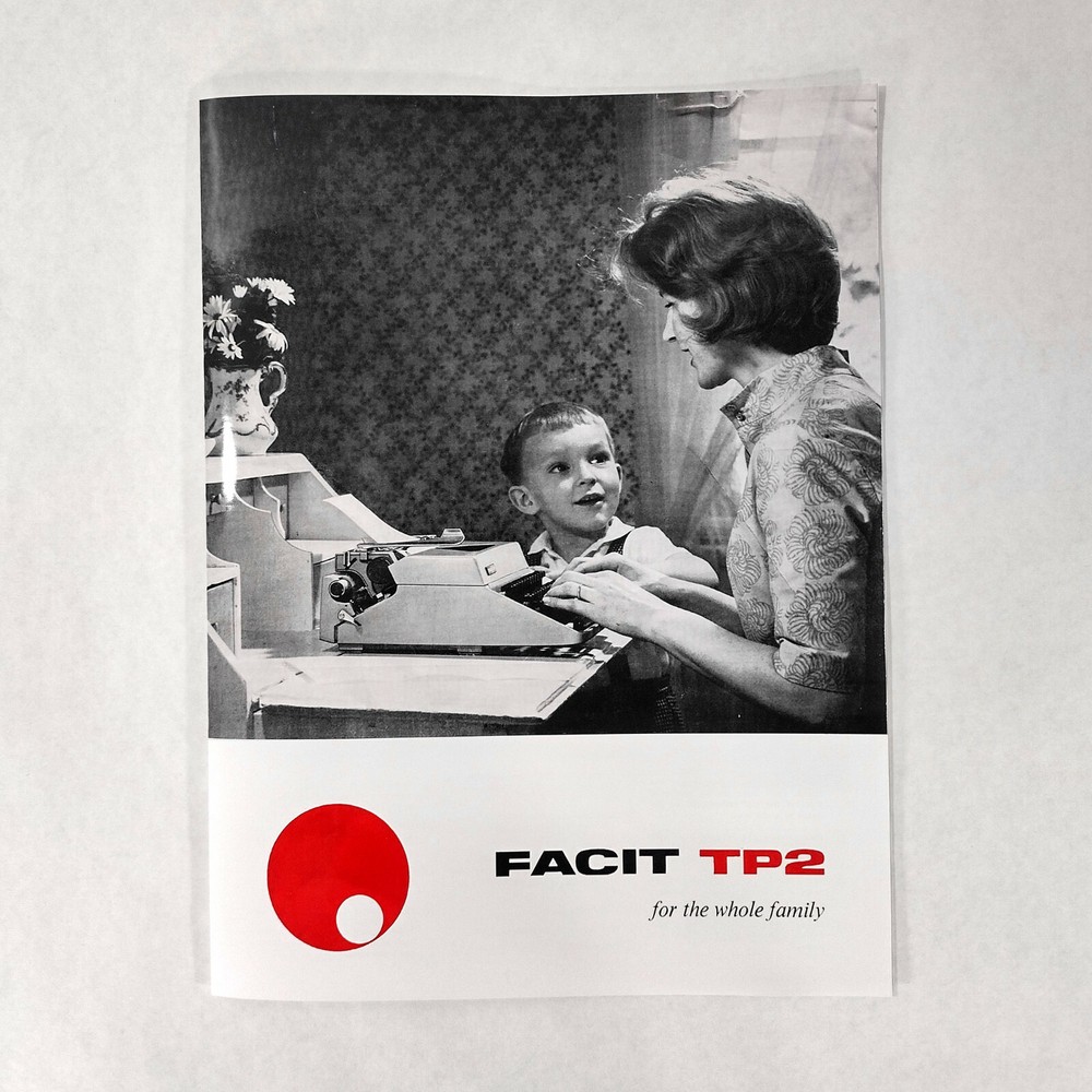 Facit TP2 Typewriter User Instruction Manual and Ad Insert