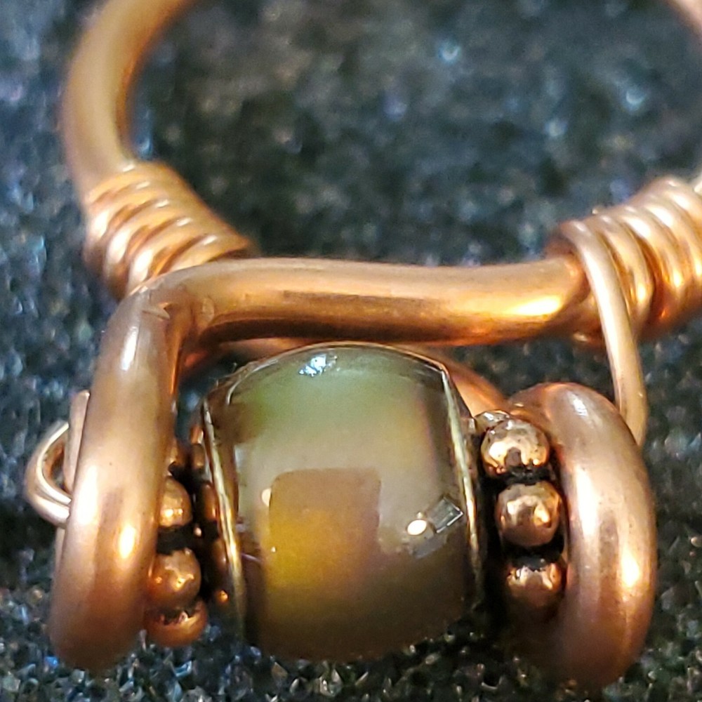 Emo beads mood ring copper paleo style size 5