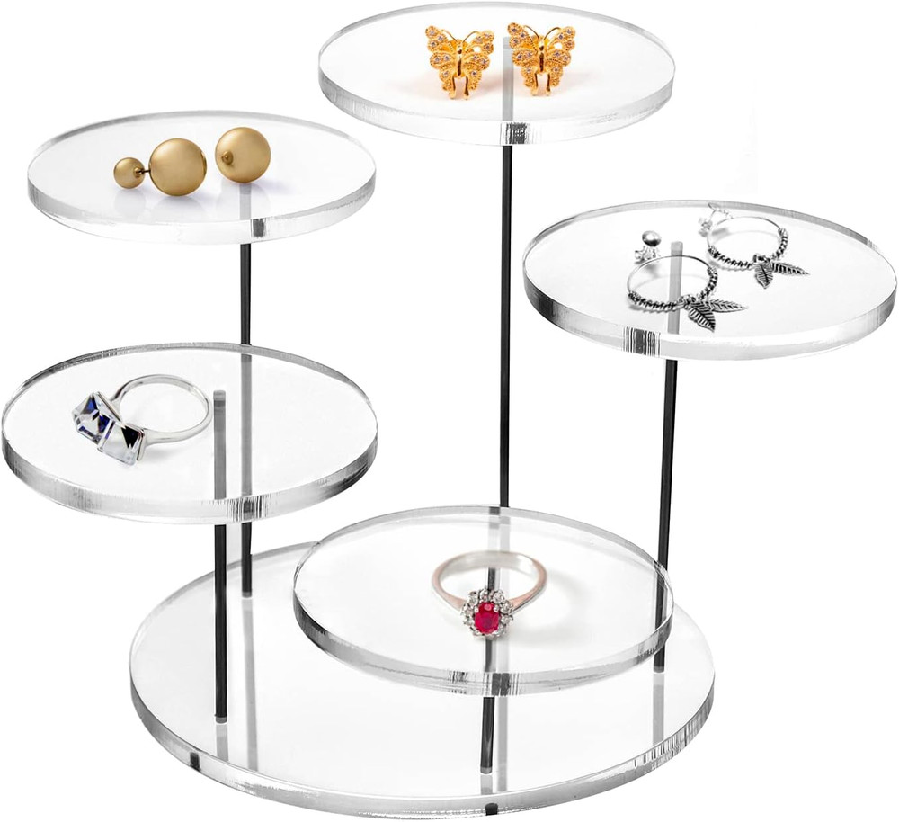 round Acrylic Products Display Riser Stands, 5 Tier Displaying Risers Display St
