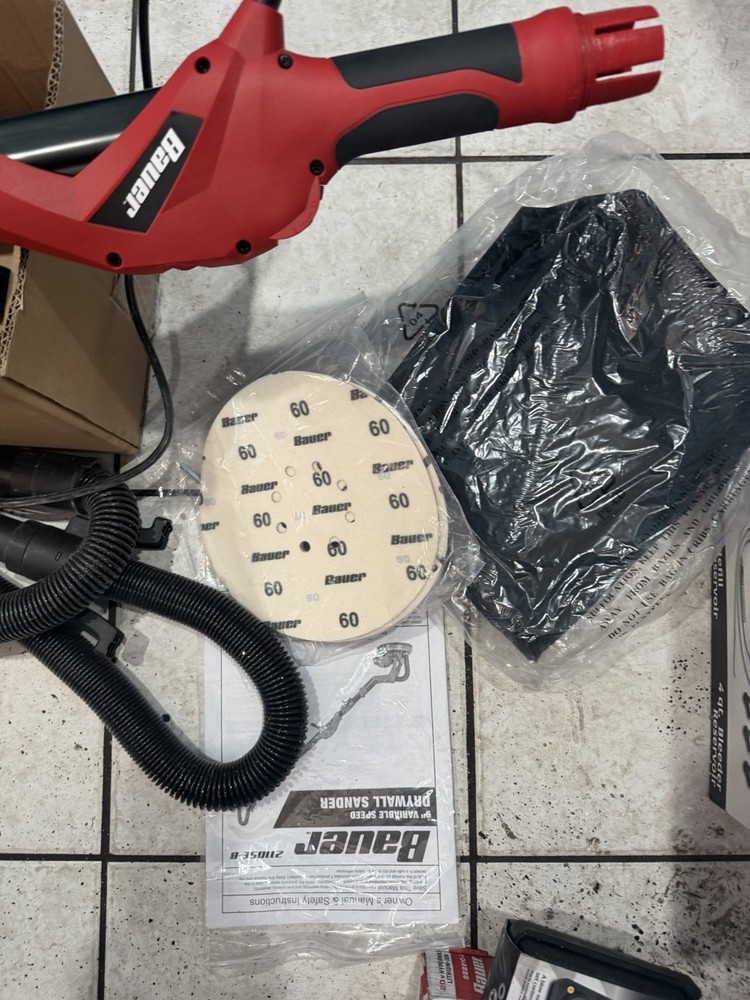 Bauer 9" Variable Speed Drywall Sander 21105E-B, 5A, Corded Electric