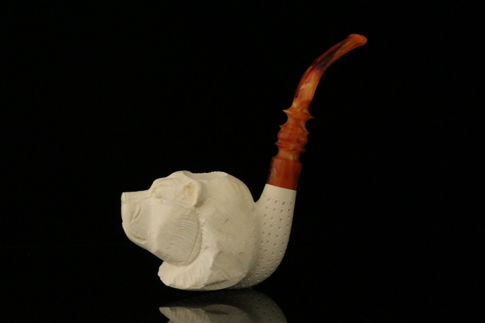Bear Head Block Meerschaum Pipe with fitted case M3497