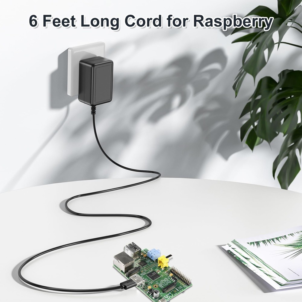Raspberry Pi Power Supply, SoulBay 5V 3A Micro USB AC Adapter with Black