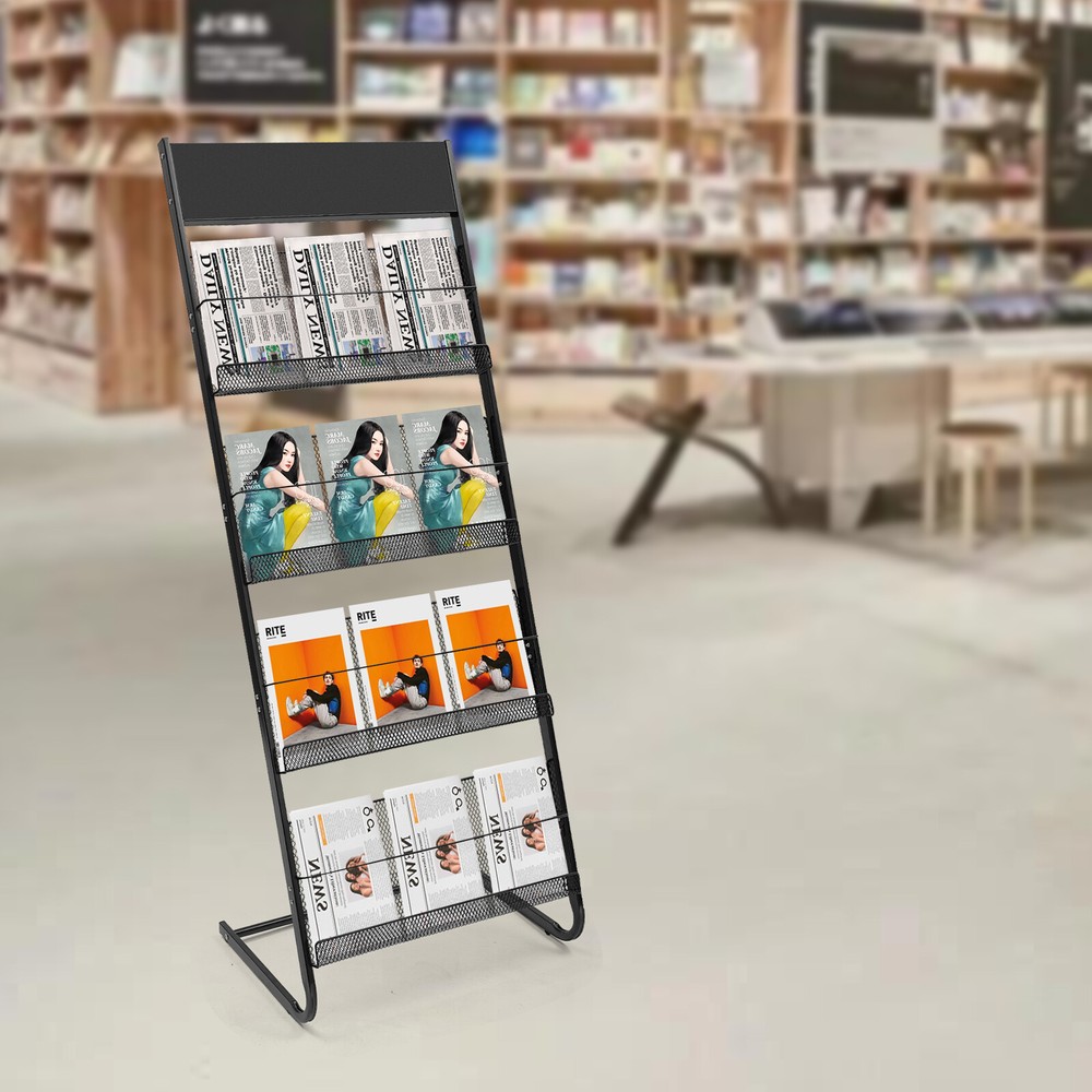 4-Layer Standing Magazine Rack Business Office Comic Display Organizer Stand New