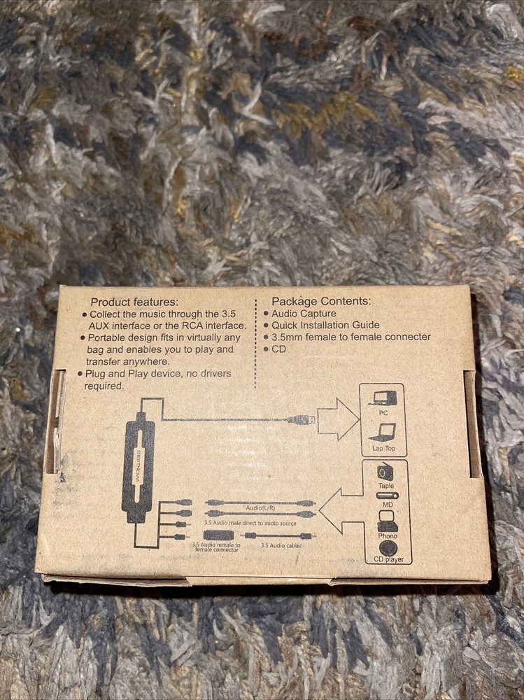 New Damaged Box Digitnow USB Audio Grabber Connection
