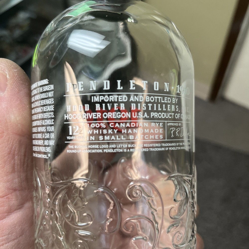 Pendleton Rye Whiskey 1910 Embossed Rodeo Bottle
