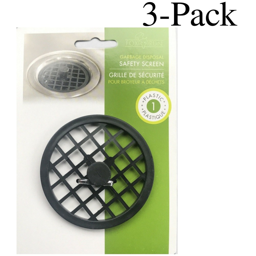 Fox Run Plastic Garbage Disposal Safety Screen, 3 Inches - Black (3-Pack)