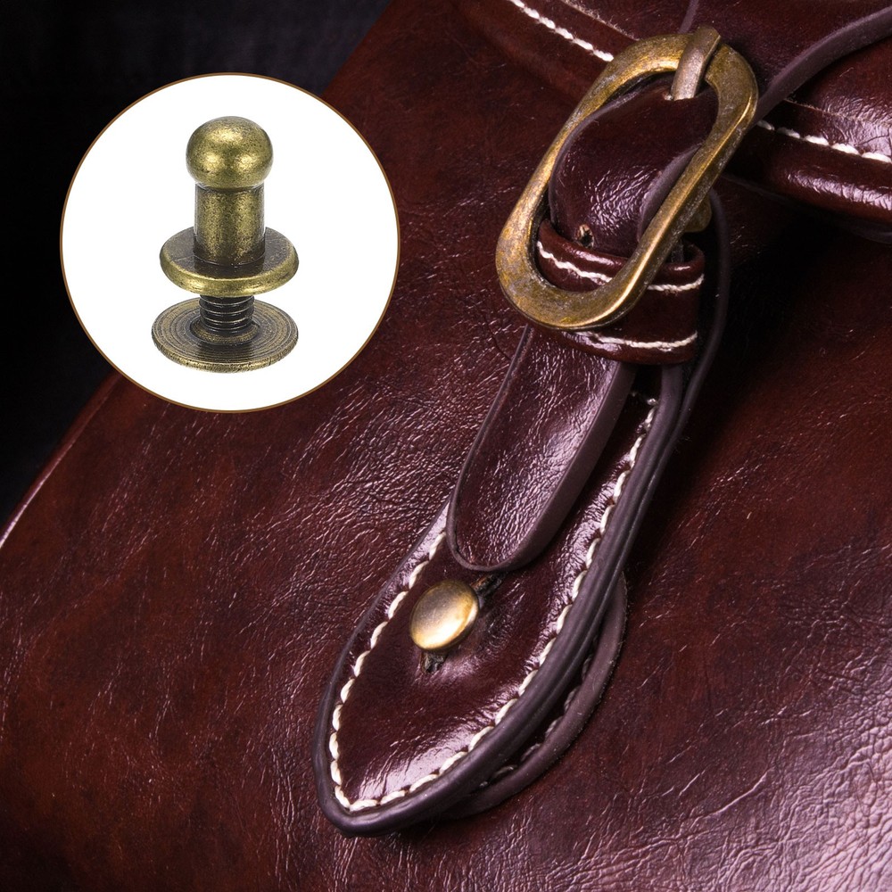 4mm Ball Head Stud Rivets Screw Back, 15Pack Round Head Button, Bronze Tone