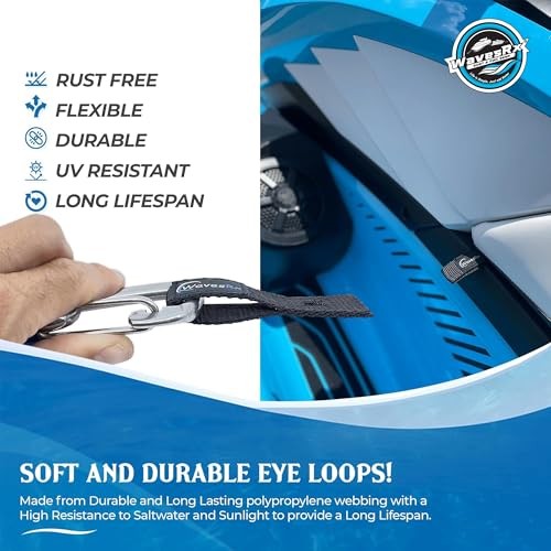 Soft Loops Jet Ski Cleats | Secure Loop Straps for Attaching Docking 2 PACK