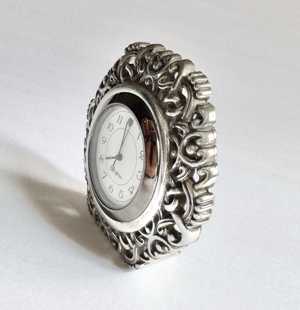 Brighton Silver Filigree Desk Clock Silcon Electronics
