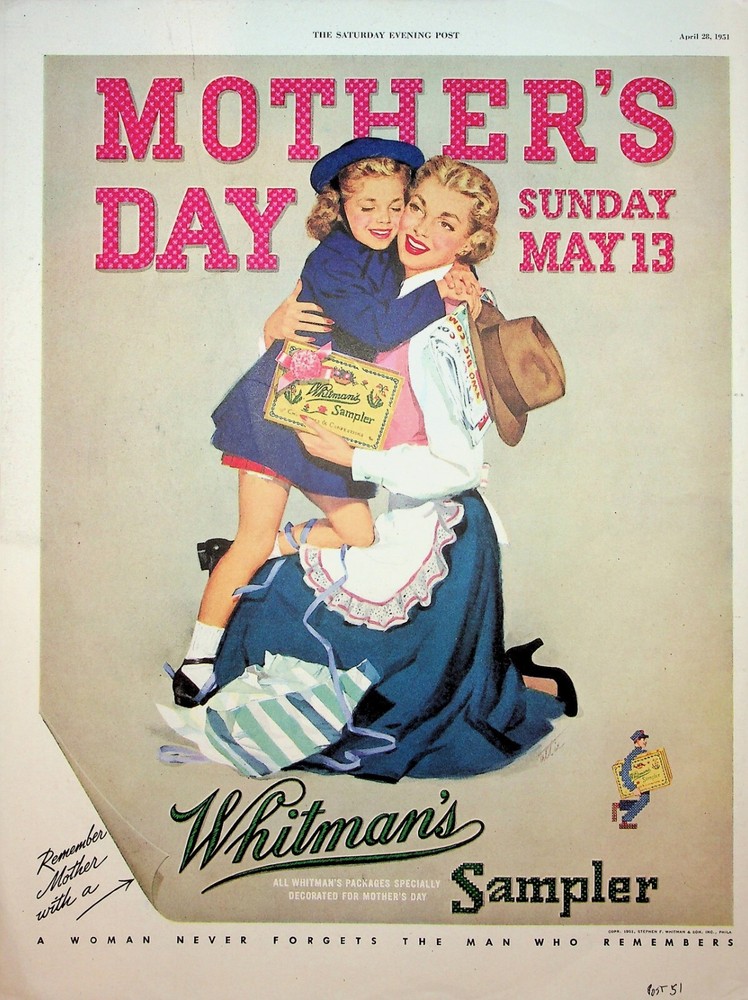 Original 1951 Whitman's Sampler Ad: Mother's Day
