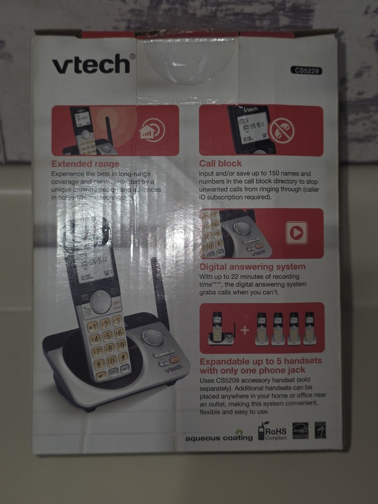 VTech CS5229 Cordless Answering System DECT 6.0 Extended Range Call Block