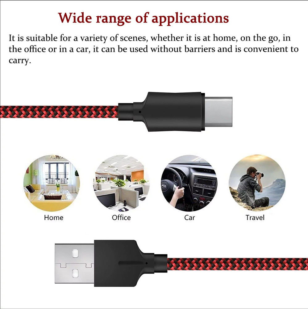 Braided USB C Type-C Fast Charging Data SYNC Charger Cable Cord 3/6/10FT