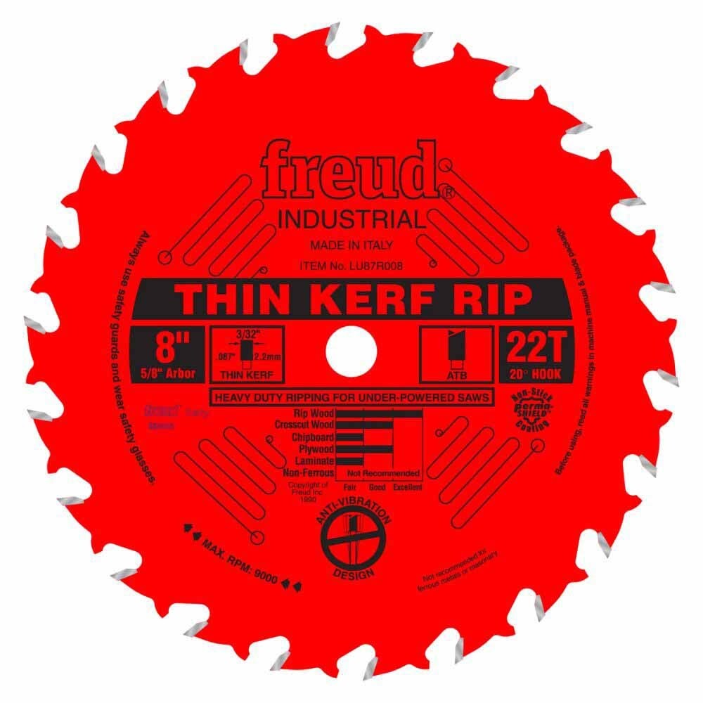 Freud LU87R008 8" Thin Kerf Rip Blade