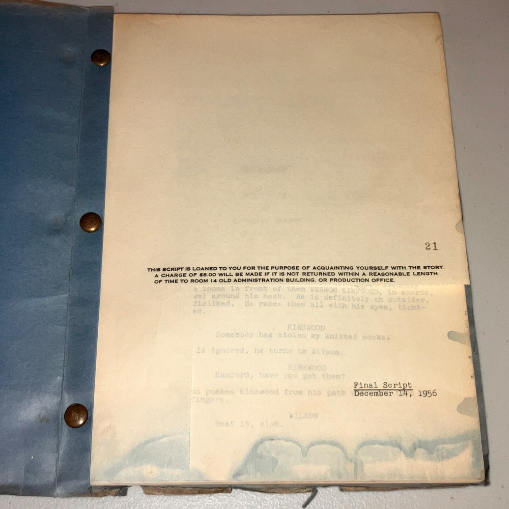 BERNADINE (12/4/56) Pat Boone Elvis-Styled Debut / Fox Script Dept. + COA!