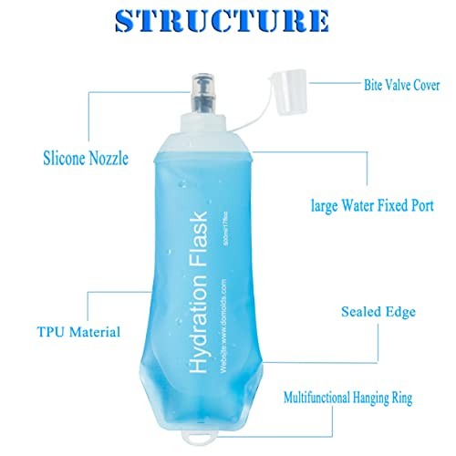 Soft Flask TPU Foldable Running Hydration Flask, Soft Collapsible Blue-500ml