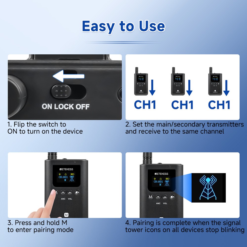TT129 Tour Guide System,3 Transmitter Support Triple Simultaneous Speaking 328ft